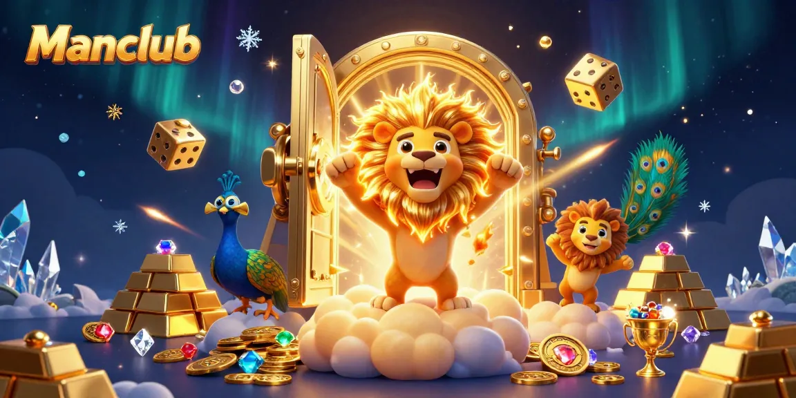 Experience thrilling gaming adventures at Manclub with golden treasures and vibrant illustrations.