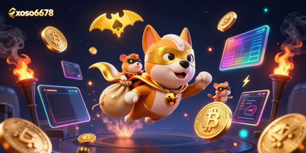 Engage in thrilling gameplay with xoso6678 amidst vibrant 3D elements and exciting casino symbols.