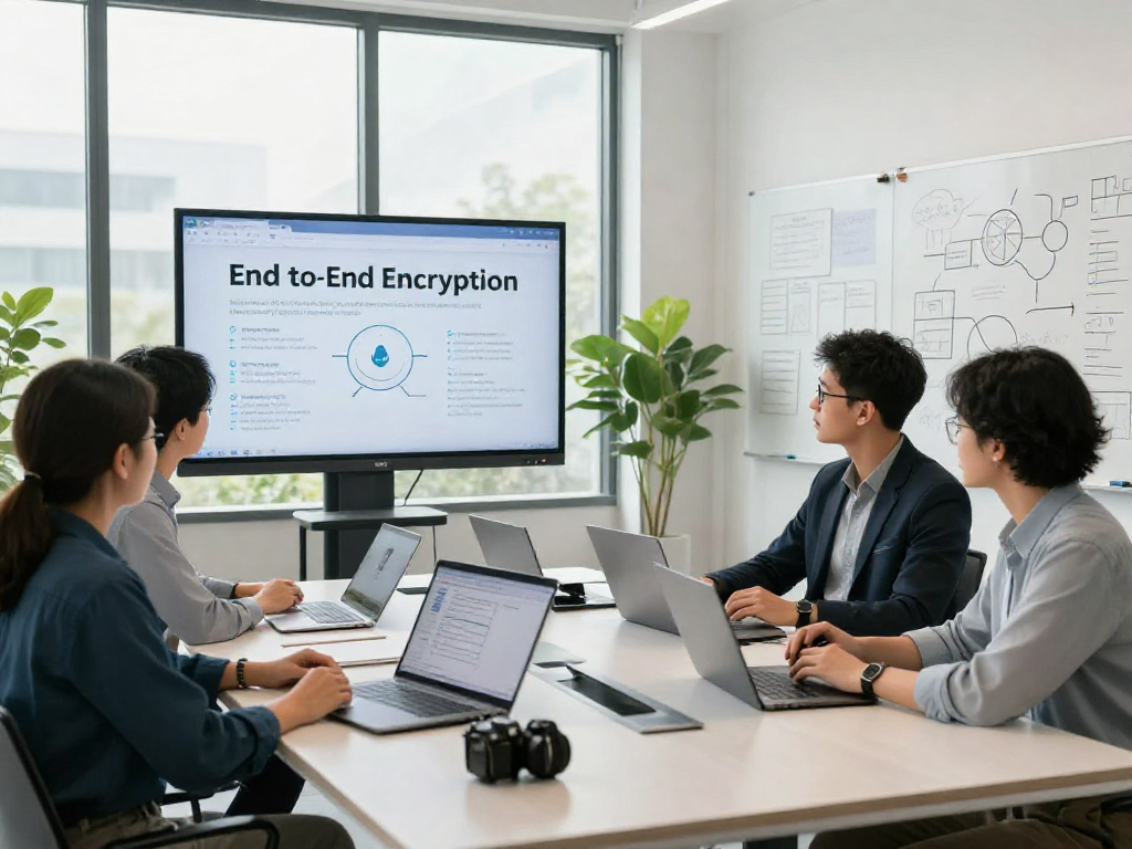 在Safew官网的会议室中，团队成员讨论数字通信策略，展示安全加密技术，打造高效安全的办公环境。