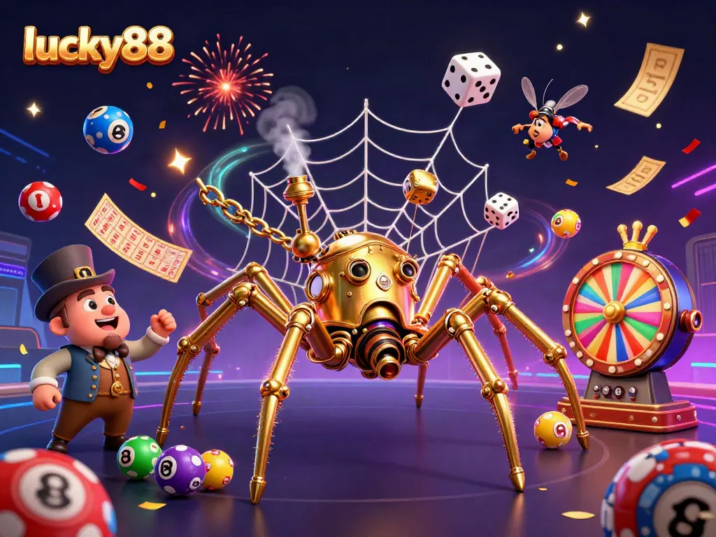 Experience exciting wins with lucky88 in this vibrant casino scene filled with colorful lottery elements.