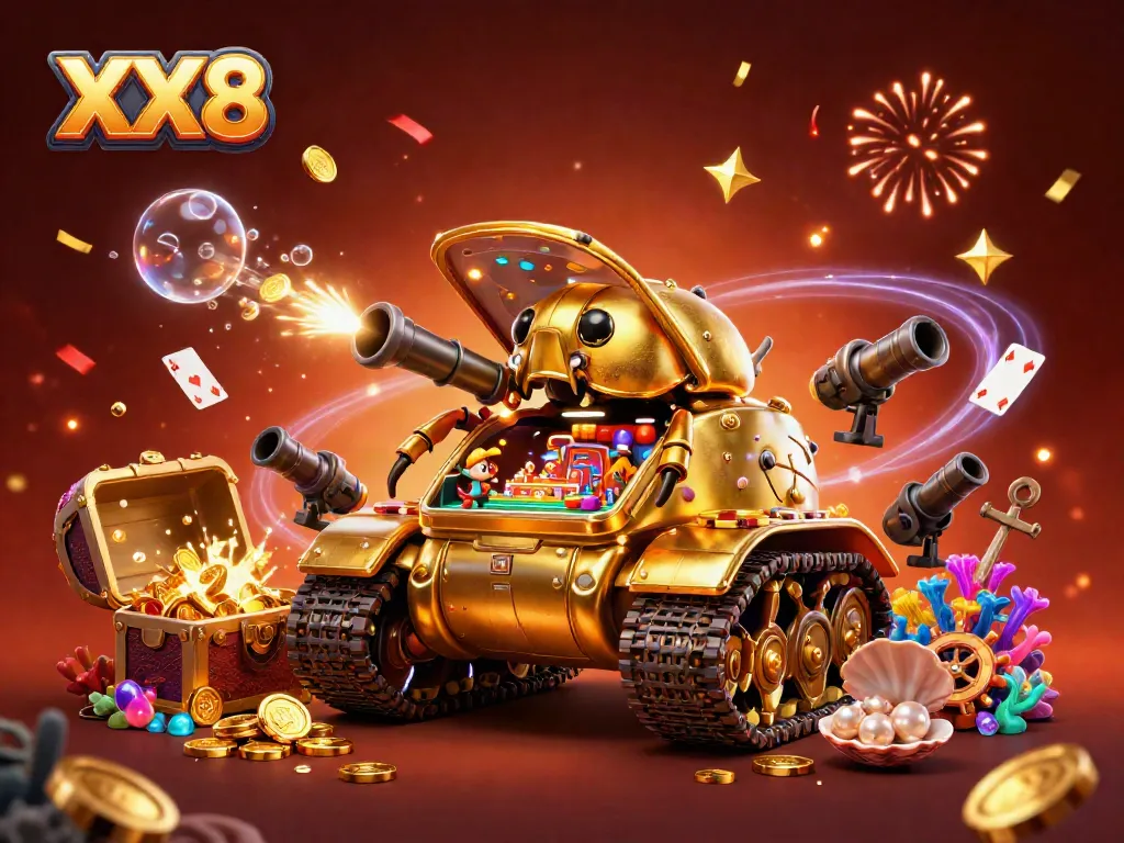 Experience the vibrant world of XX8 with exciting casino elements amidst a celebration of riches and adventure.