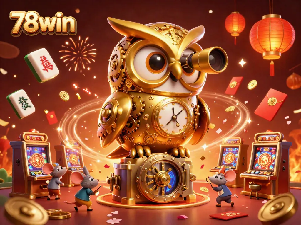 Experience thrilling gameplay at 78win featuring a golden owl and vibrant casino elements.