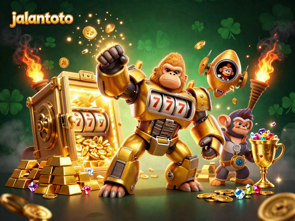 Experience thrilling wins at jalantoto with a vibrant golden gorilla mech and explosive coins!