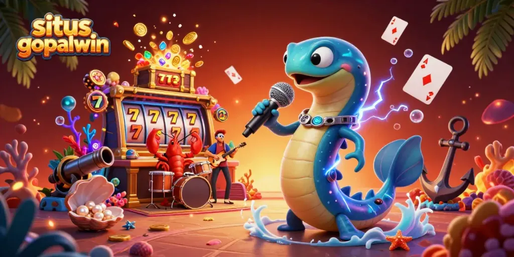 Experience situs gopalwin with an electric eel DJ at an underwater casino stage packed with slots and treasures.