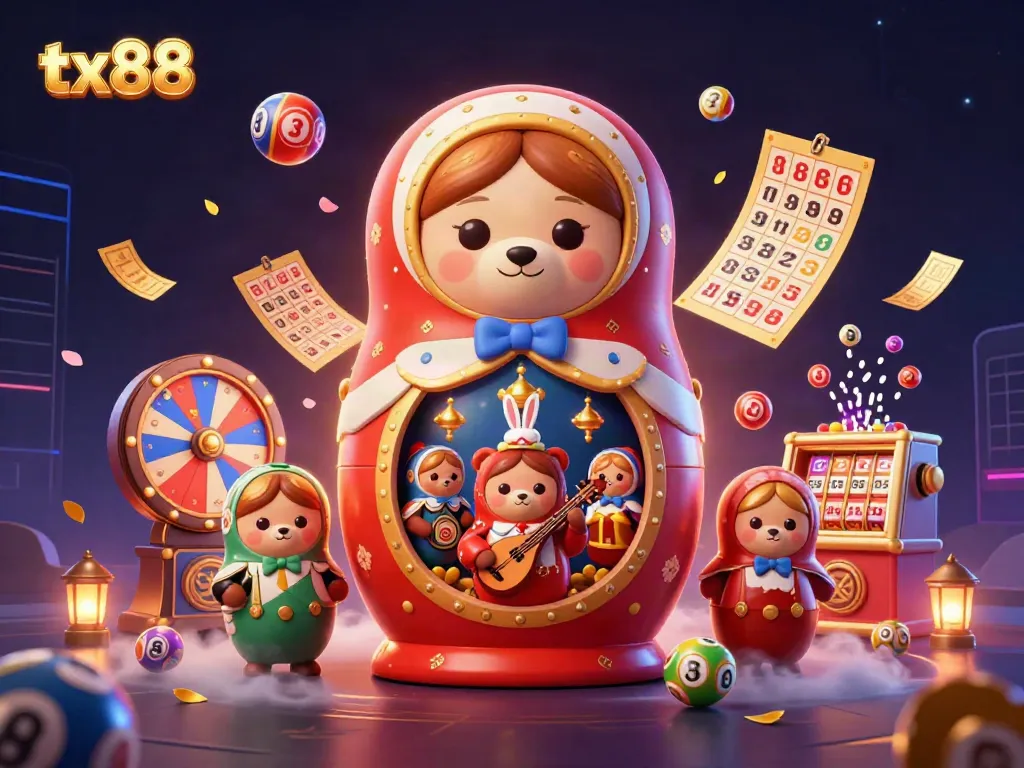 Experience thrilling casino fun with tx88, a vibrant scene full of colors and dynamic gambling elements.