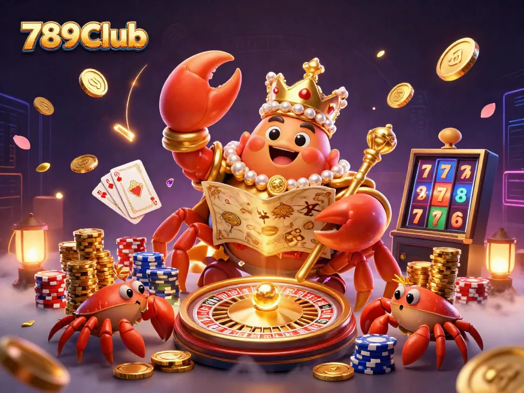 Experience the vibrant gaming world of 789Club with animated characters and casino elements.