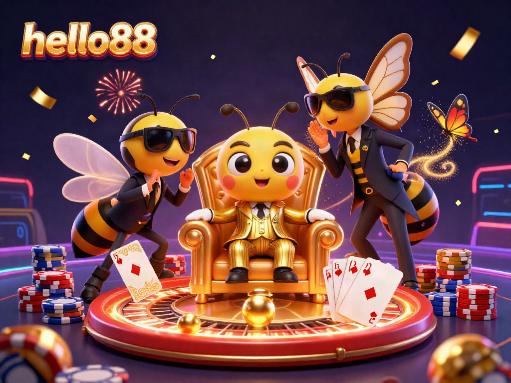 Experience excitement at hello88 with a mob boss, wasp guards, and magical games in a dazzling casino scene.