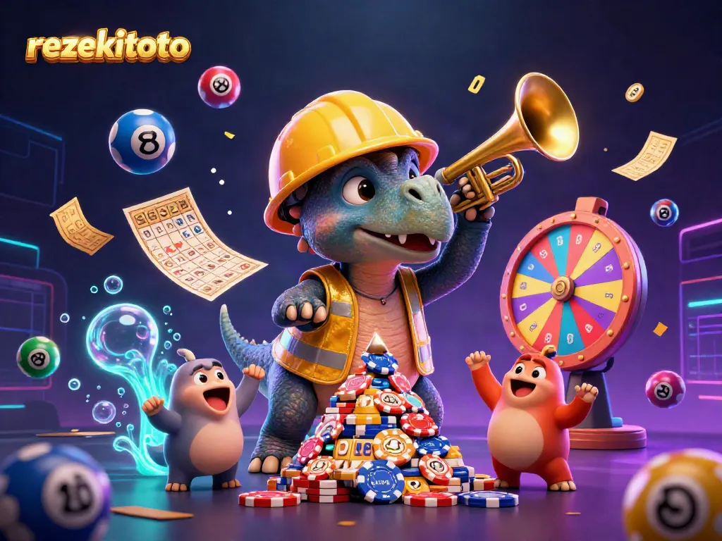 Experience the thrill of rezekitoto gaming with cheerful dinosaurs and vibrant casino motifs.