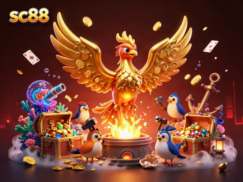 SC88 trải nghiệm phấn khích với phượng hoàng vàng lấp lánh và kho báu ngập tràn