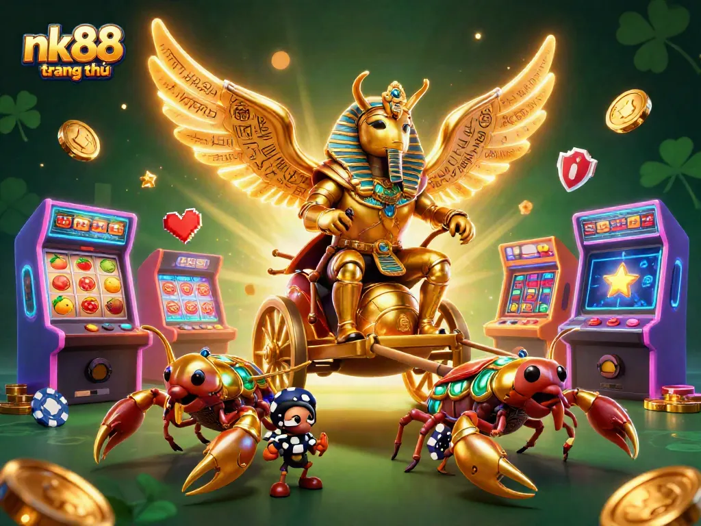 Experience the thrill of nk88 trang chủ with a vibrant 3D casino-themed illustration featuring exciting gaming elements.