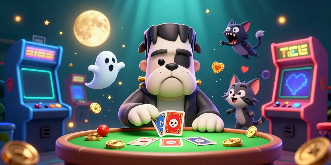 Experience thrilling gameplay at dn88 with a cartoon monster dealer, glowing game elements, and vibrant casino visuals.