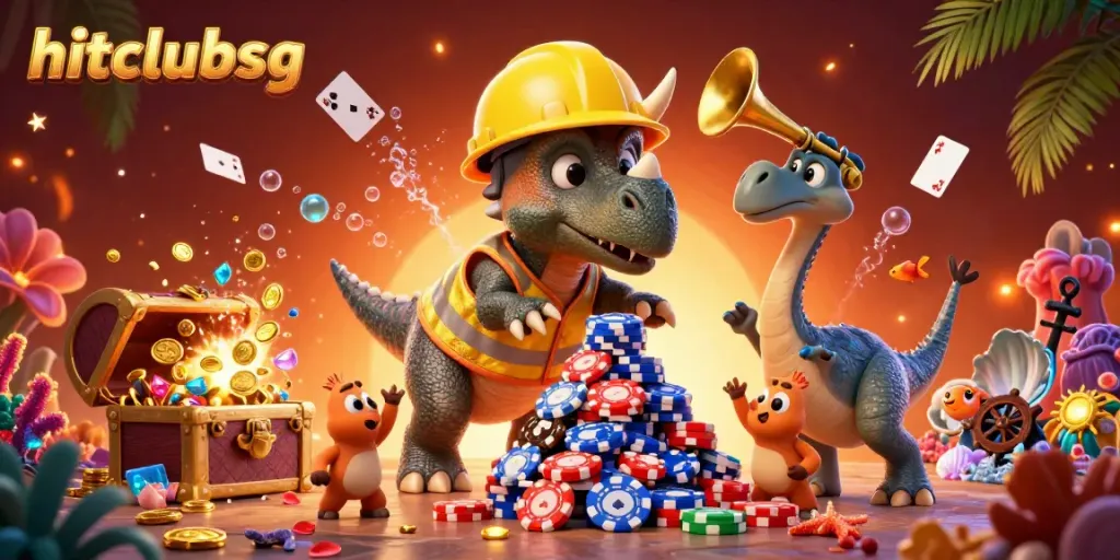 Engage in gaming excitement at hitclubsg with dynamic illustrations of lively casino characters.