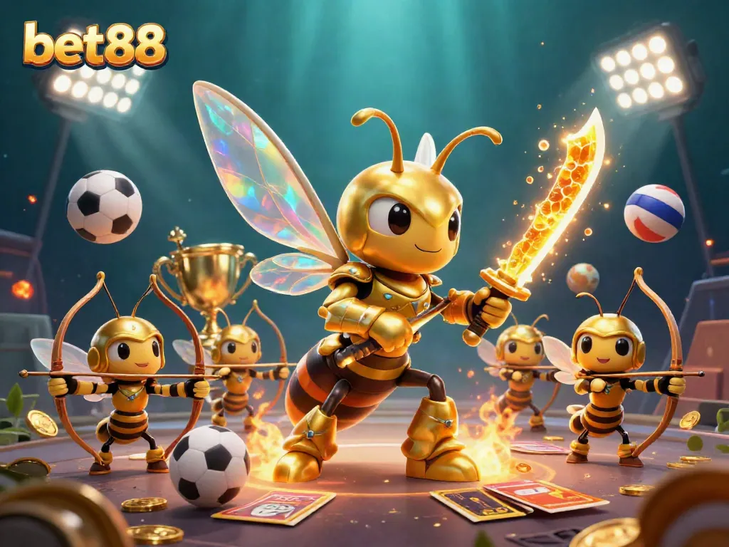 Explore bet88's diverse gaming scene with dynamic elements and vibrant 3D characters.