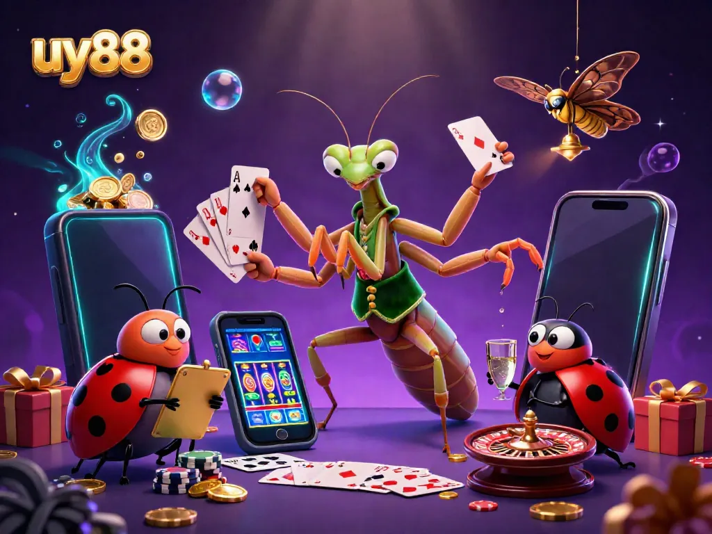 Experience vibrant casino activity with uy88 as colorful slot games explode with excitement around engaging characters.