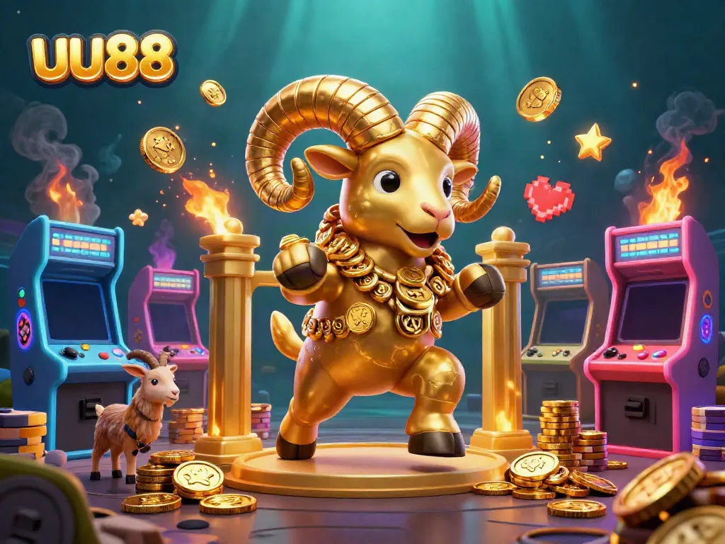Experience exciting gameplay at UU88 with a dynamic scene showcasing golden attributes and colorful game elements.