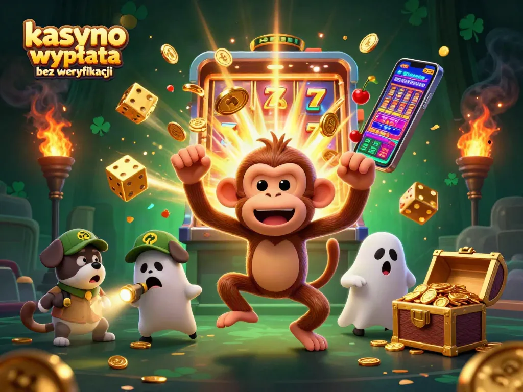 Engaging action in kasyno wypłata bez weryfikacji with vibrant characters and jackpot slot machine.