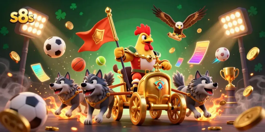 Experience thrilling betting action with s8s in this dynamic casino-themed illustration.