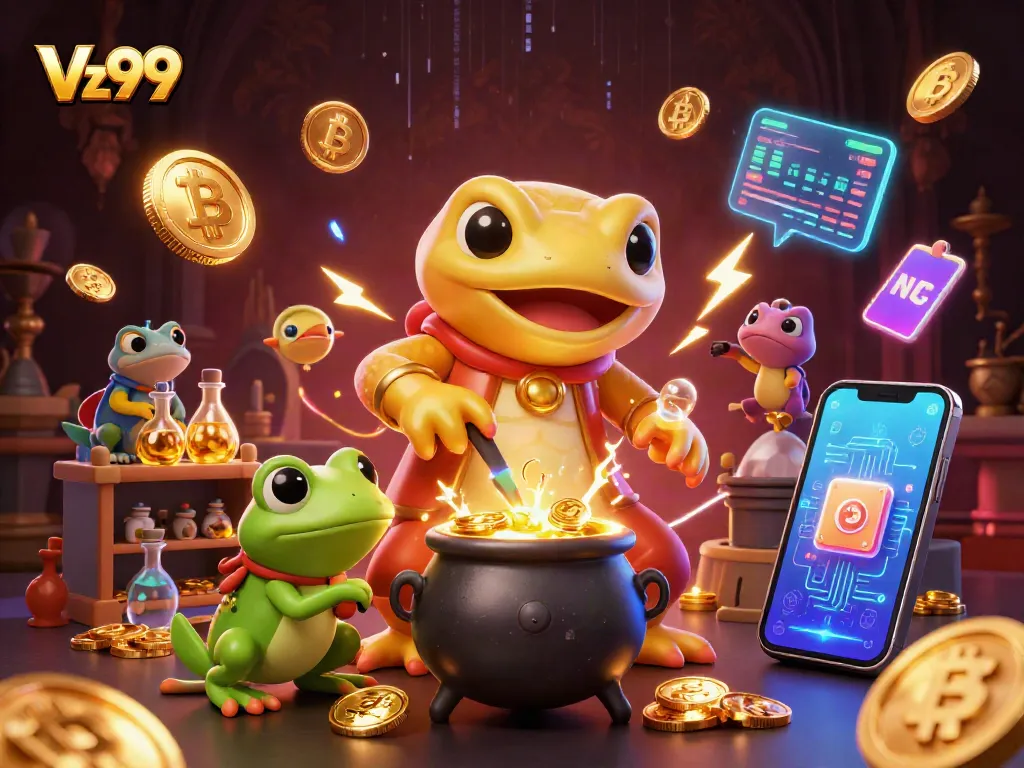 Experience winning with Vz99 as cartoon alchemists create gold in a vibrant casino realm.