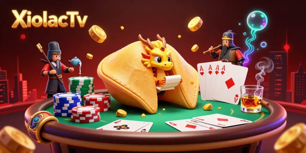 Engage with XoilacTv's captivating fortune cookie casino scene filled with winning elements.