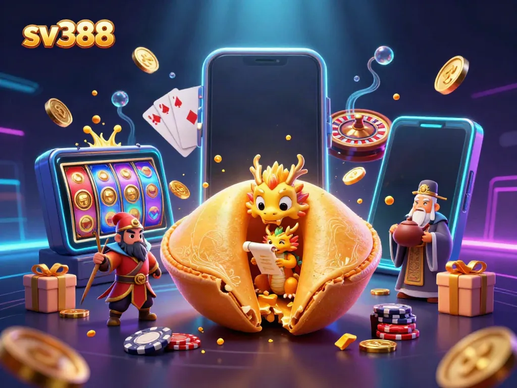Experience exciting gameplay at sv388 with a magical scene of golden treasures and casino elements.