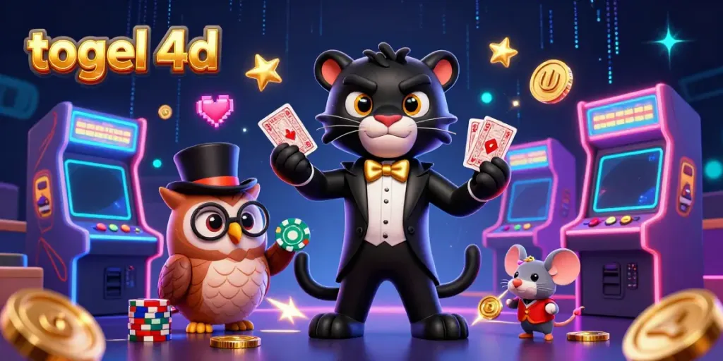 Gambarkan togel 4d dengan panther hitam, burung hantu, dan tikus beruntung dalam suasana kasino