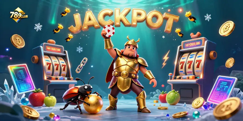 Experience the thrill of 789CLUB's casino gaming with a winning beetle duo in a vibrant 3D illustration.
