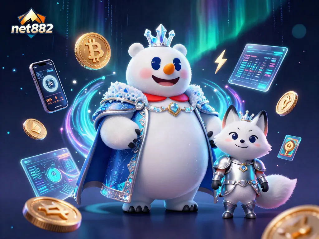 Bet on net882's dynamic gaming experience with 3D cartoon characters and crypto elements.