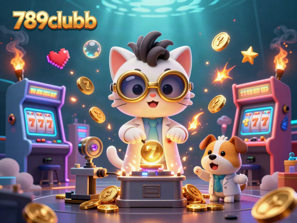 Play classic games with 789clubb in a vibrant casino-themed 3D scene featuring animated characters.
