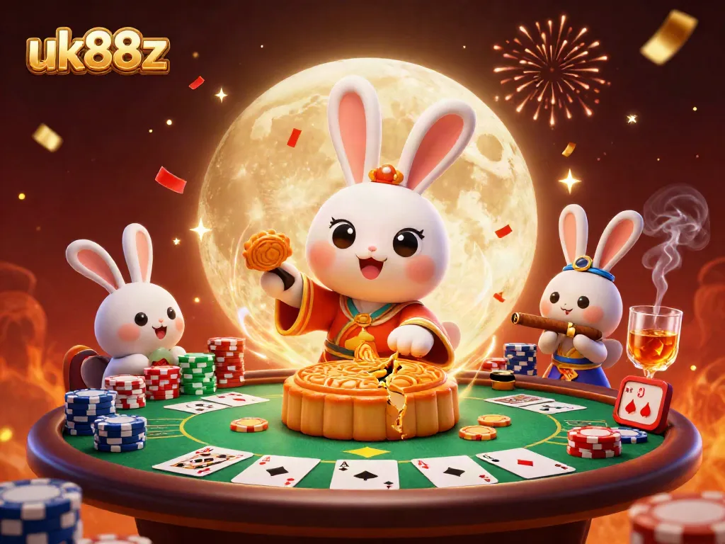 Experience thrilling gameplay at uk88z with a lively illustration of casino elements and characters.