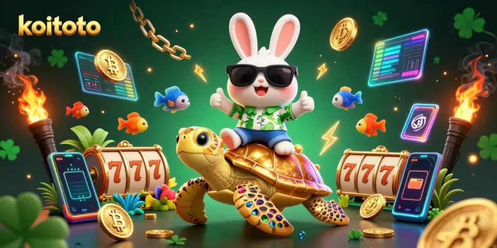 Menggunakan koitoto untuk bermain slot gacor bersama kelinci beruntung dan kura-kura emas.