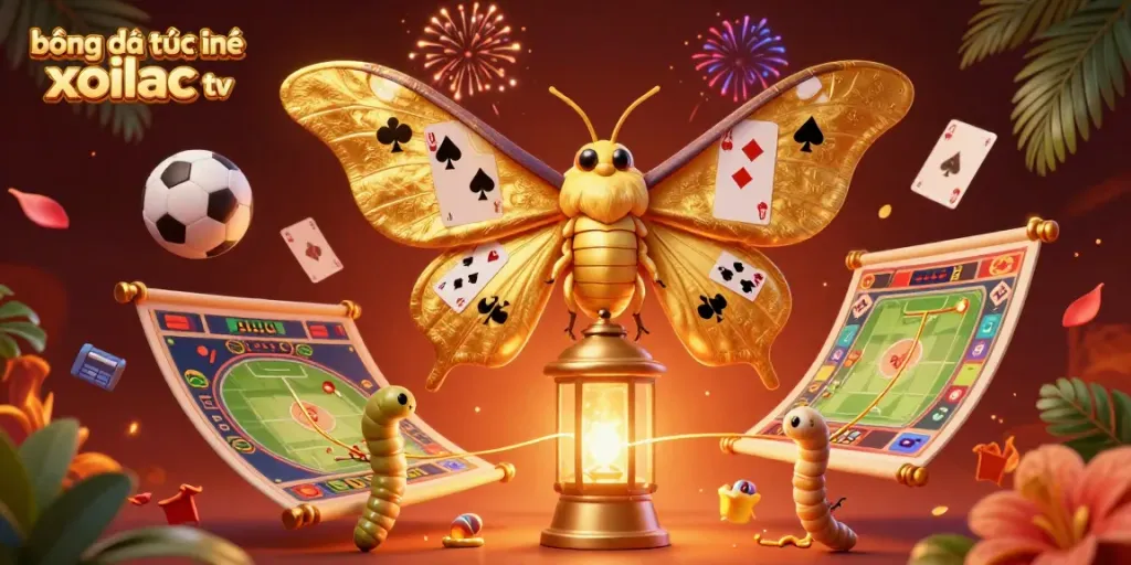 Engage in bóng đá trực tuyến xoilac tv with a vibrant sports betting scene featuring a dynamic 3D atlas moth.