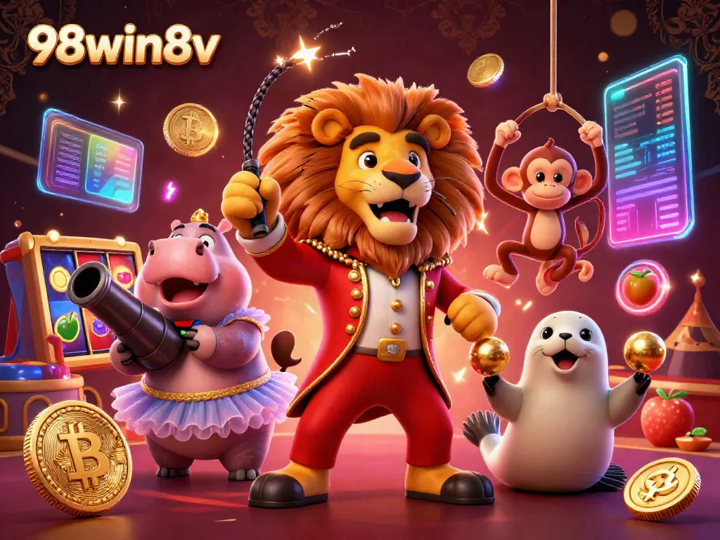 Experience thrilling gameplay at 98win8v with colorful slot reels and dynamic characters in action.