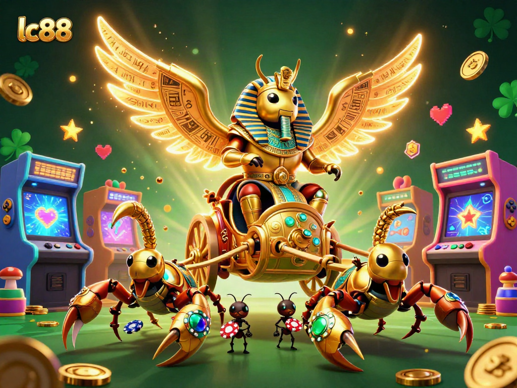 Engage in thrilling gaming at lc88; a vibrant 3D scene with animated characters and casino excitement.