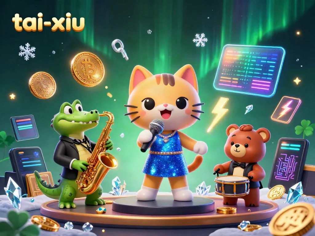 Engage in tai-xiu online with a lively casino scene featuring fun characters and vibrant game elements