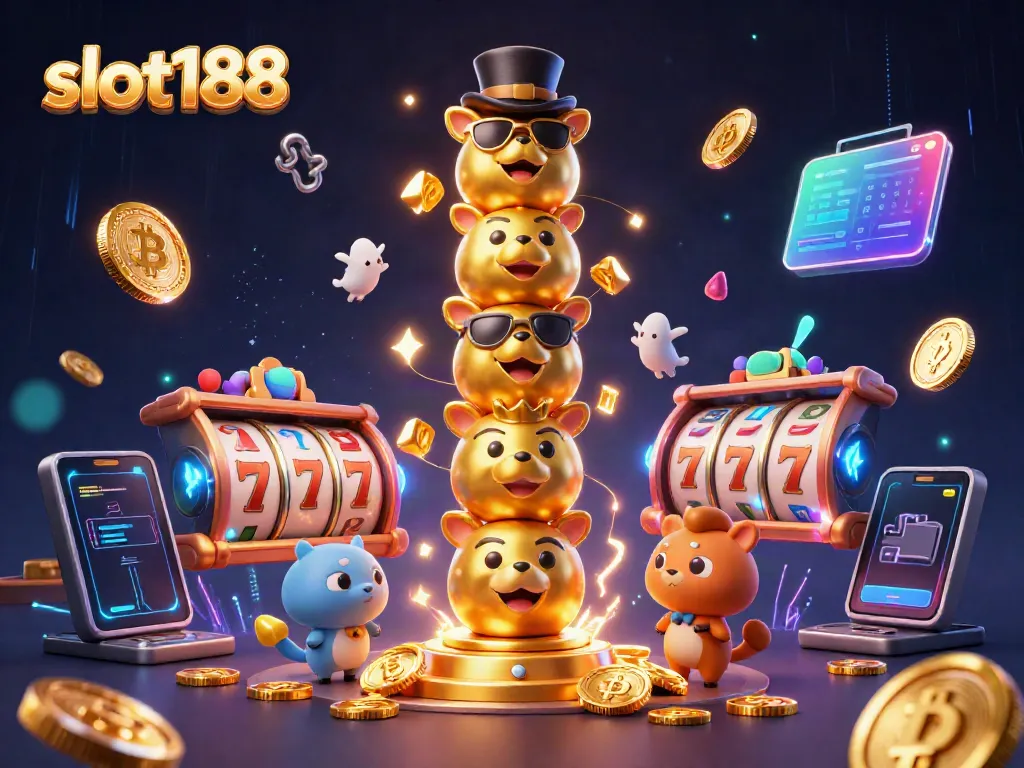 Gali pengalaman menarik di slot188 dengan ilustrasi totem emas dan elemen kasino lainnya.