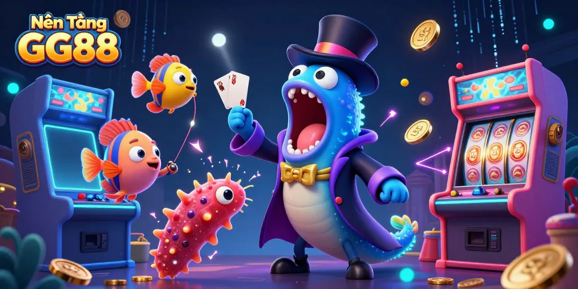 Experience the excitement of Nền Tảng GG88 with 3D characters engaging in a thrilling card magic act.