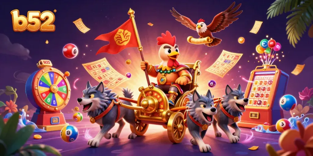 Experience the thrilling b52 casino adventure with a cartoon warlord and captivating game elements.